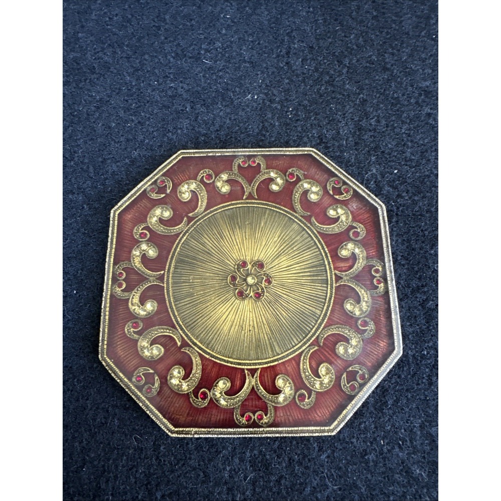 Tizo Designs Jeweled  Coasters Floral design Red Enemeled  Hexagon 4X4"